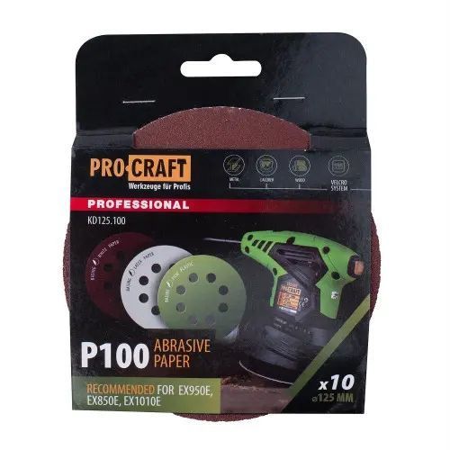 Круг шлифовальный самозацепной Procraft KD125.100 UNIVERSAL (набор 10 шт.) 8 отв. KD125.100 фото