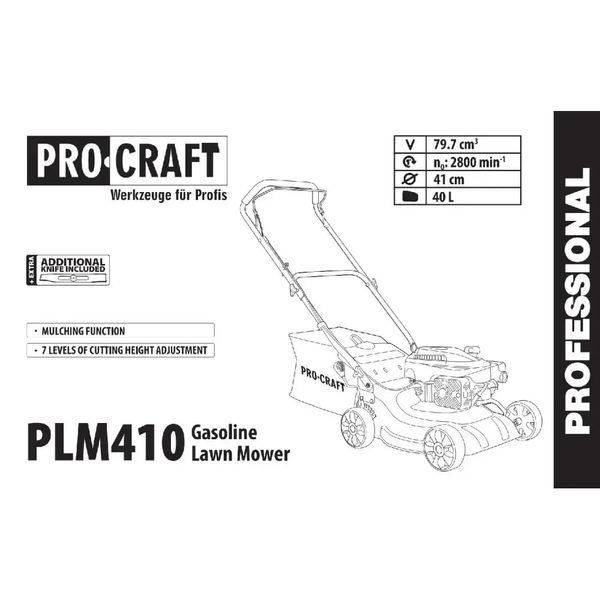 Бензинова газонокосарка Procraft PLM410 для скошування трави PLM410 фото