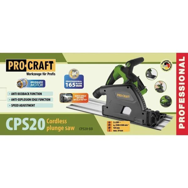 Аккумуляторная погружная пила Procraft CPS20, 20 В, без АКБ и ЗУ CPS20_bb фото