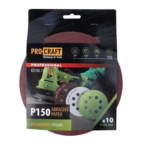 Круг шліфувальний самозачепний Procraft KD180.150 UNIVERSAL (набір 10 шт.) 8 отв. KD180.150 фото