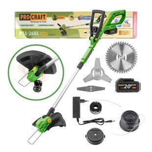 Аккумуляторный триммер Procraft PTA26BL, 20 В, Brushless, 1 АКБ 3 А&middot;ч + ЗУ PTA26BL фото