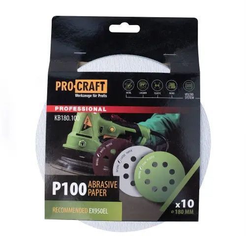 Круг шліфувальний самозачепний Procraft KB180.100 UNIVERSAL (набір 10 шт.) 8 отв. KB180.100 фото