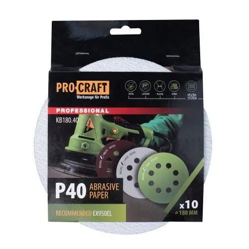 Круг шліфувальний самозачепний Procraft KB180.40 UNIVERSAL (набір 10 шт.) 8 отв. KB180.40 фото
