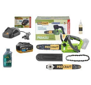 Аккумуляторная пила Procraft PKA42Li + 1 АКБ Industrial 20В 4Ач + Зарядное устройство Charger20/2,4A + 1л масла PKA42Li_ЗП_2,4Аг_1АКБ_4Аг фото