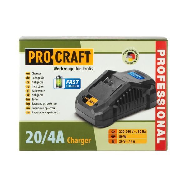 Зарядний пристрій Procraft Charger20/4A для акумуляторів 20 В, 4 А Charger20/4A фото