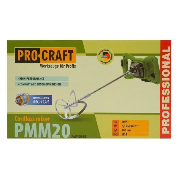 Аккумуляторный миксер для строительных смесей Procraft PMM20, 20 В, без АКБ и ЗУ PMM20_bb фото