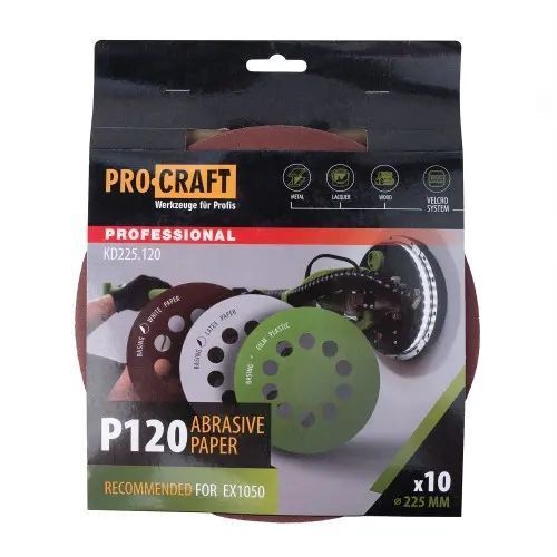 Круг шлифовальный самозацепной Procraft KD225.120 UNIVERSAL (набор 10 шт.) 10 отв. KD225.120 фото