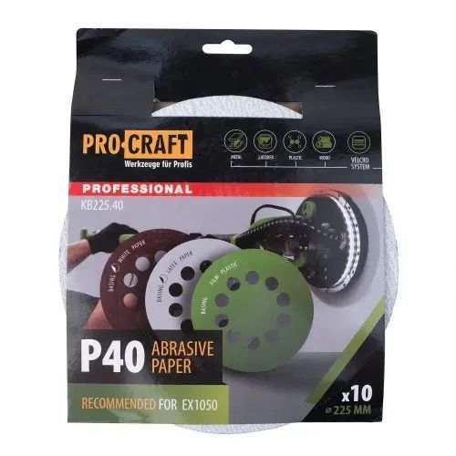 Круг шлифовальный самозацепной Procraft KB225.40 UNIVERSAL (набор 10 шт.) 10 отв. KB225.40 фото