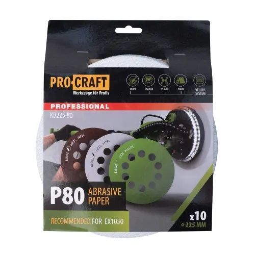 Круг шлифовальный самозацепной Procraft KB225.80 UNIVERSAL (набор 10 шт.) 10 отв. KB225.80 фото