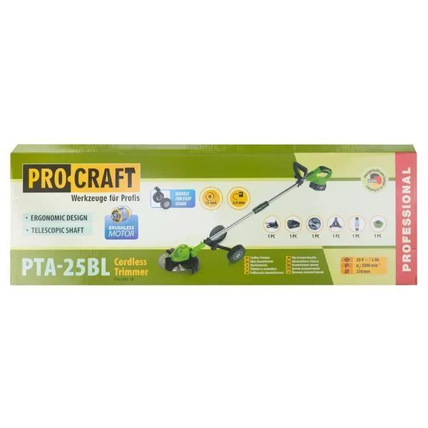 Аккумуляторный триммер Procraft PTA-25BL-1B 20В (АКБ 3 А&middot;ч, бесщеточный двигатель) PTA_25BL фото