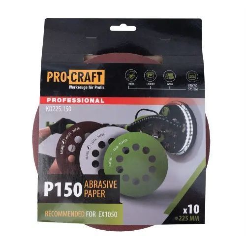 Круг шлифовальный самозацепной Procraft KD225.150 UNIVERSAL (набор 10 шт.) 10 отв. KD225.150 фото