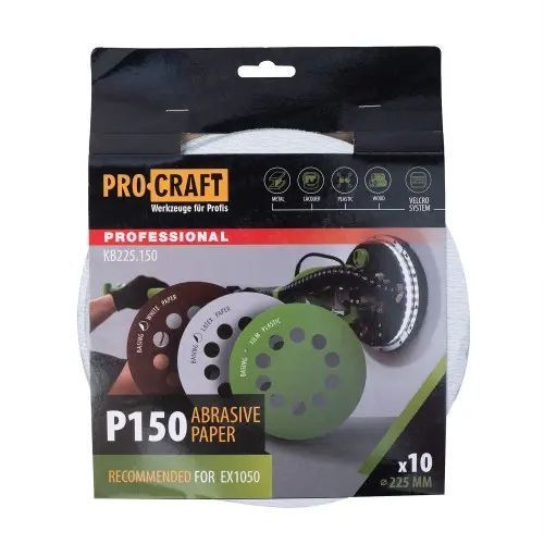 Круг шлифовальный самозацепной Procraft KB225.150 UNIVERSAL (набор 10 шт.) 10 отв. KB225.150 фото