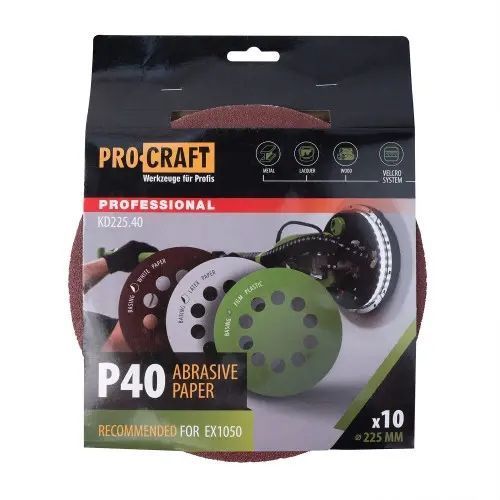 Круг шлифовальный самозацепной Procraft KD225.40 UNIVERSAL (набор 10 шт.) 10 отв. KD225.40 фото