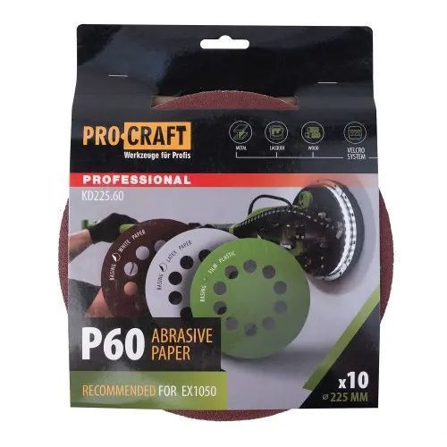 Круг шліфувальний самозачепний Procraft KD225.60 UNIVERSAL (набір 10 шт.) 10 отв. KD225.60 фото