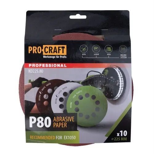 Круг шліфувальний самозачепний Procraft KD225.80 UNIVERSAL (набір 10 шт.) 10 отв. KD225.80 фото