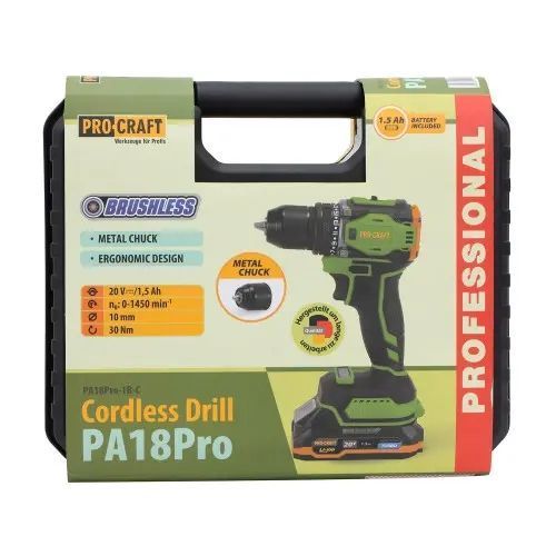 Аккумуляторный бесщеточный шуруповерт Procraft PA18Pro (с 1АКБ) в кейсе PA18Pro фото