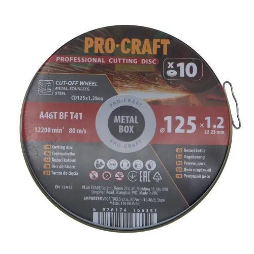 Диск відрізний Procraft CD125x1.2b 125 мм 1,2 мм 22,2 мм 10 шт/уп CD125x1.2b фото