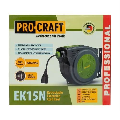 Подовжувач на котушці Procraft EK15N 3x1,5мм&sup2; 15 м EK15N фото