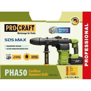 Аккумуляторный перфоратор Procraft PHA50 Кейс (с 1 акб и ЗП) PHA50_1 фото