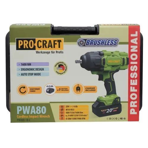 Акумуляторний гайковерт Procraft PWA80 Кейс (з 1 АКБ та ЗП) PWA80_1 фото